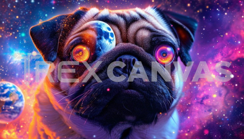 the pug vision in moon from earth alucionated abstract!