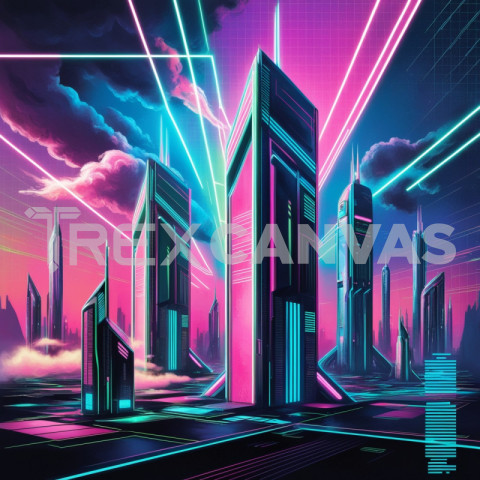 Default A futuristic cityscape illustration crafted in vibrant 0