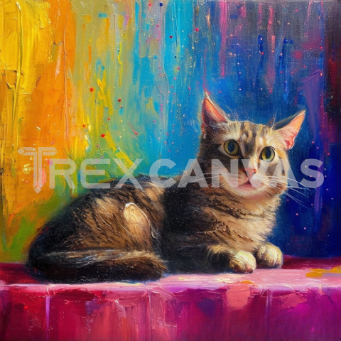 Majestic Cats in Oil: Timeless Elegance on Canvas"