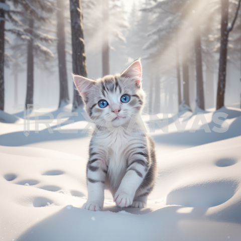 Little kitten in the snow.