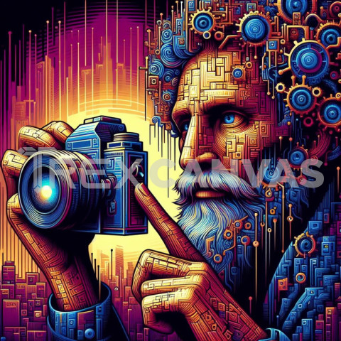 man holding camera NFT Art.