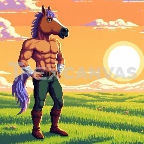 pixel art horse man