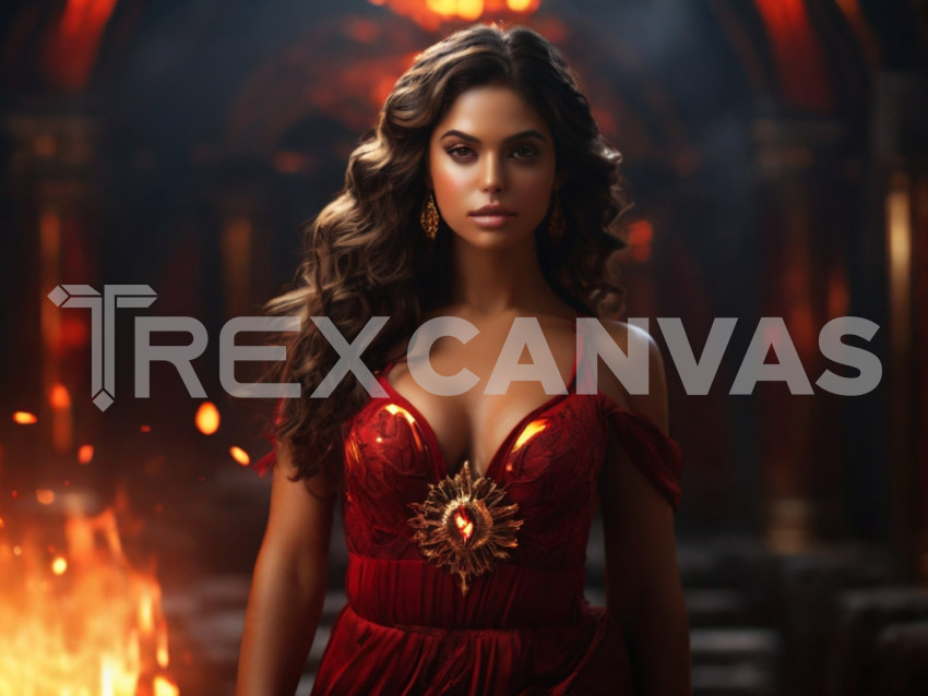 Default An ultra detailed an alluring woman in a red fire dres 0