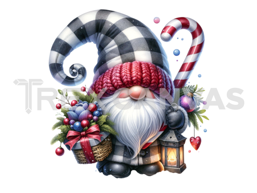 Gnome's fishing Christmas  with a hat covering his face isolated and cut-out on white background