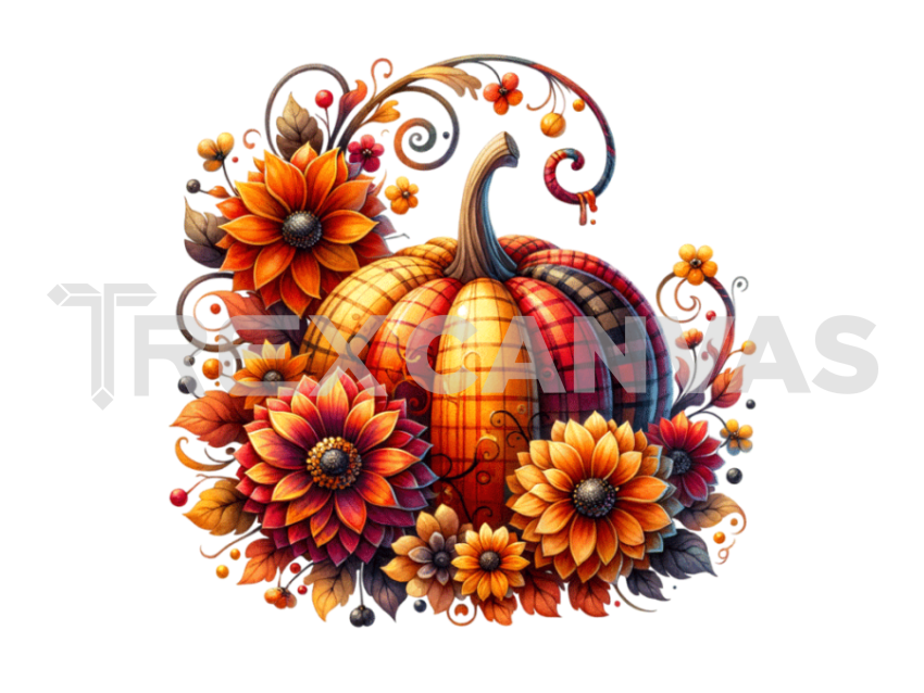 Halloween Pumpkin Flowers Clipart PNG File