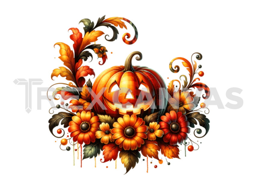 Halloween Pumpkin Flowers Clipart PNG File