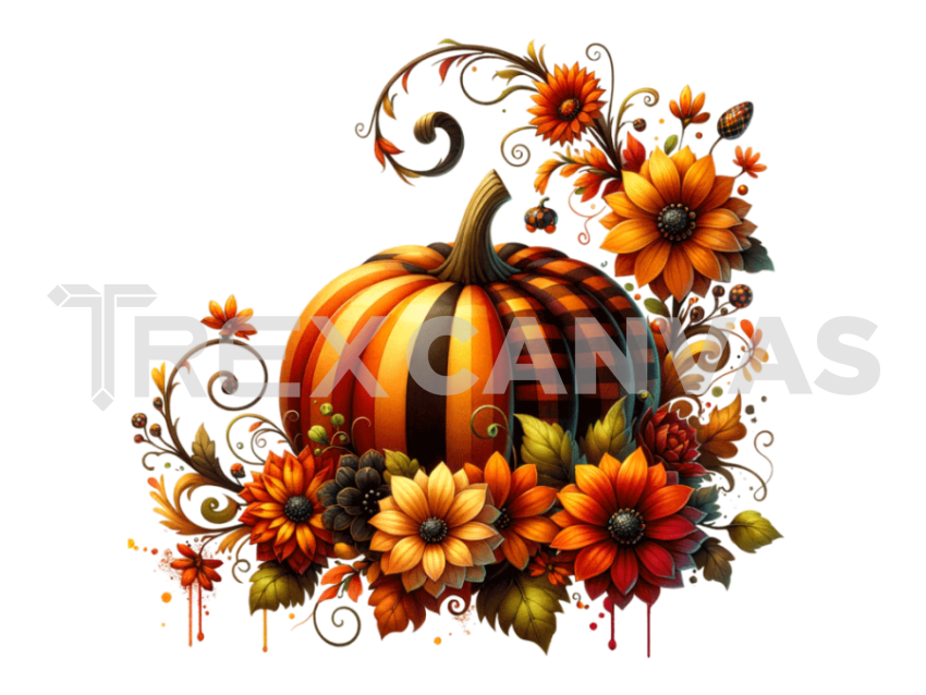 Halloween Pumpkin Flowers Clipart PNG File