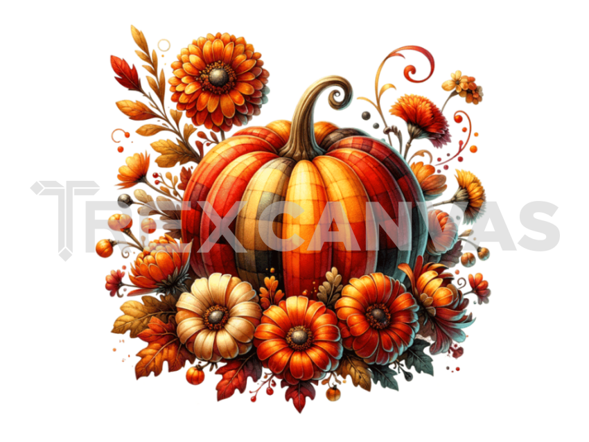 Halloween Pumpkin Flowers Clipart PNG File