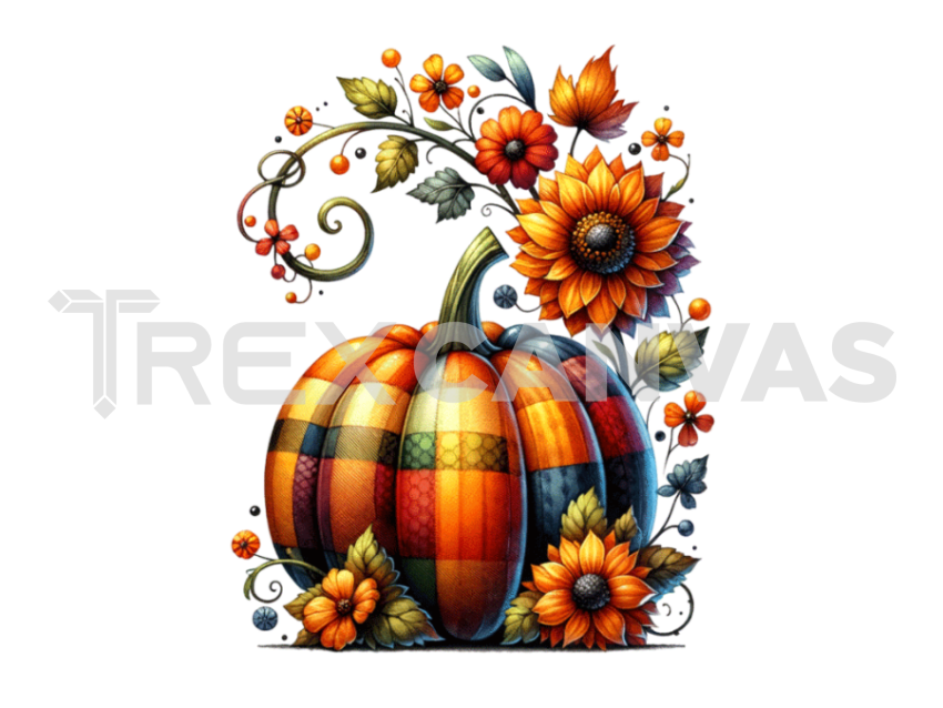 Halloween Pumpkin Flowers Clipart PNG File