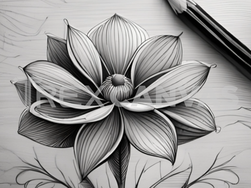 A pencil portrait of beautiful Lotus flower