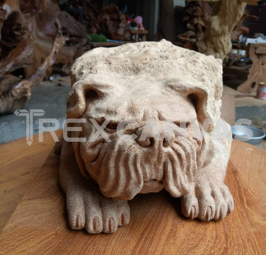 Carved dog statue