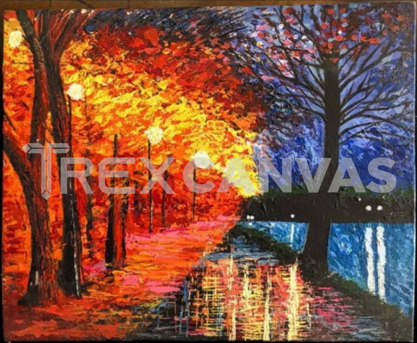 Scenery different seasons acrylic on canvas