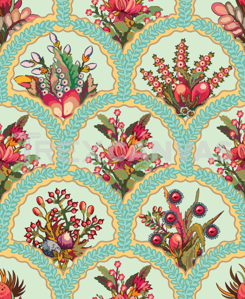 Digital Floral Pattern Design Fabric Print