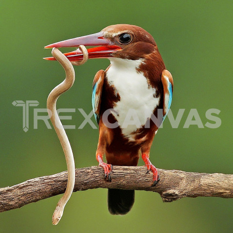 White throated Kingfisher with a catch