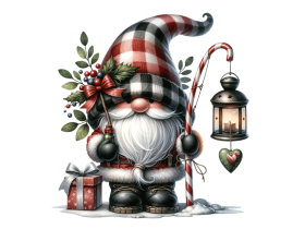 Gnome's fishing Christmas  with a hat covering his face isolated and cut-out on white background