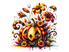 Halloween Pumpkin Flowers Clipart PNG File