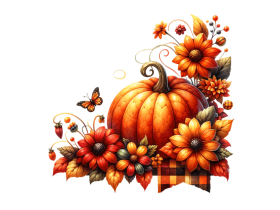 Halloween Pumpkin Flowers Clipart PNG File