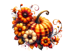 Halloween Pumpkin Flowers Clipart PNG File