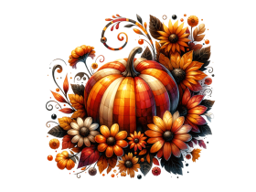 Halloween Pumpkin Flowers Clipart PNG File