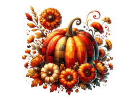 Halloween Pumpkin Flowers Clipart PNG File