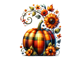 Halloween Pumpkin Flowers Clipart PNG File