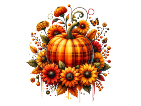 Halloween Pumpkin Flowers Clipart PNG File