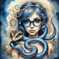 majestic cute blue snake adorned