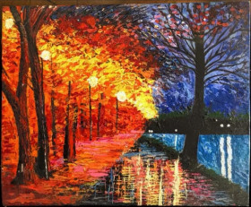 Scenery different seasons acrylic on canvas